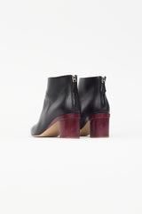 Hermès Black & Burgundy Almond Toe Boot
