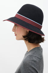 Hermès Black & Burgundy Stripe Felt Bowler Fedora