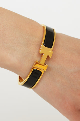 Hermes Noir Enamel Clic H Bracelet