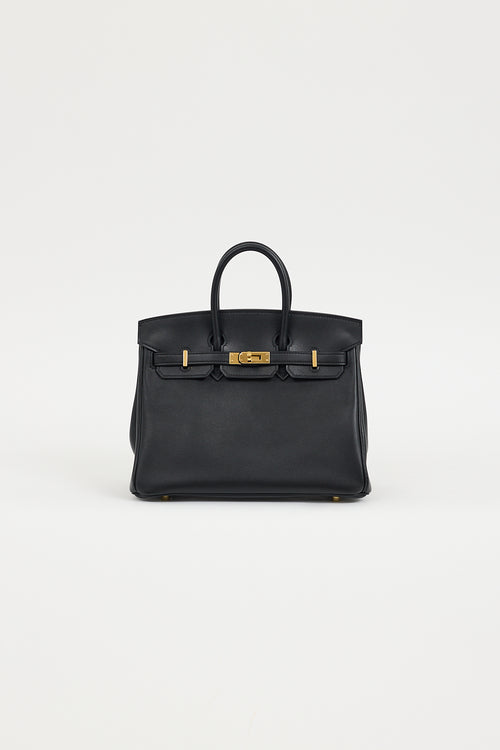 Hermès 2017 Noir Swift & Gold Birkin 25 Bag