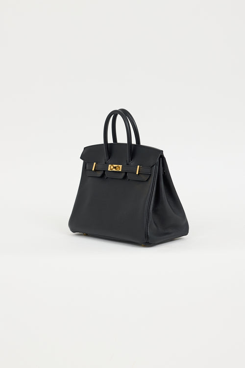 Hermès 2017 Noir Swift & Gold Birkin 25 Bag