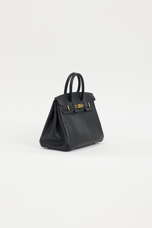 Hermès 2017 Noir Swift & Gold Birkin 25 Bag