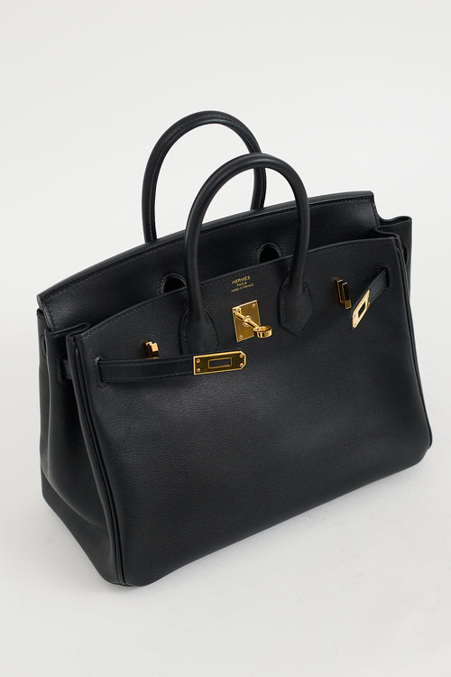 Hermès 2017 Noir Swift & Gold Birkin 25 Bag