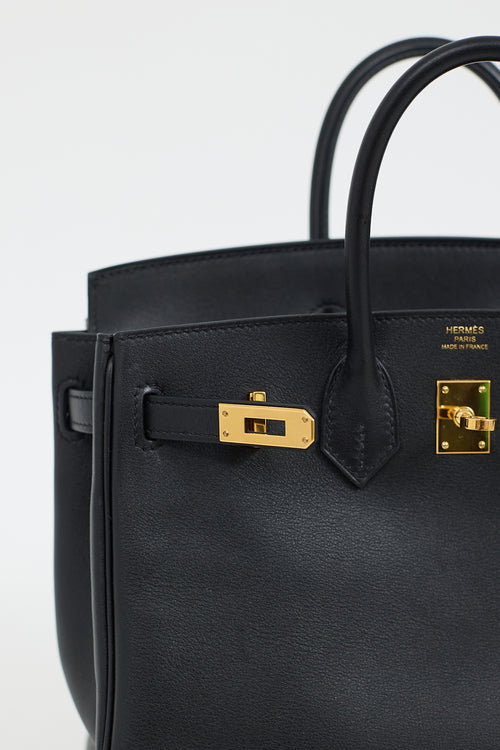 Hermès 2017 Noir Swift & Gold Birkin 25 Bag