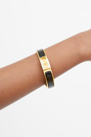 Hermès Black & Gold Clic Cadenas Bracelet