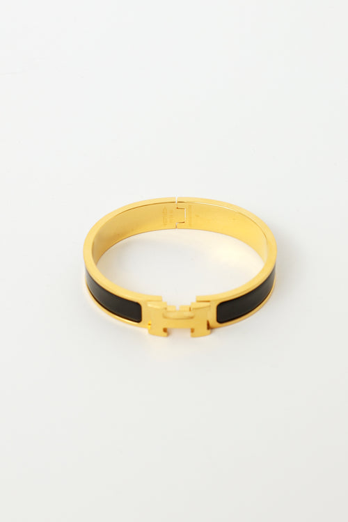 Hermès Noir Enamel Clic H Bracelet