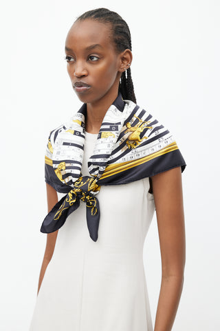 Hermès Black & Gold Silk Astrologie Print 90 Scarf