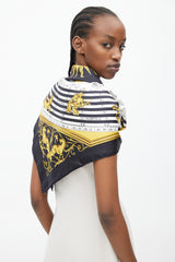 Hermès Black & Gold Silk Astrologie Print 90 Scarf