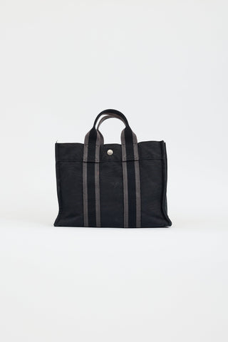 Hermès 2000s Black & Grey Toile Herline Fourre Tout PM Bag