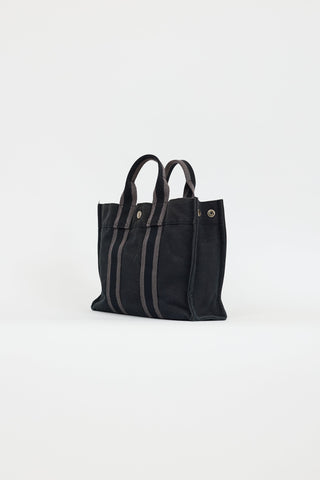 Hermès 2000s Black & Grey Toile Herline Fourre Tout PM Bag