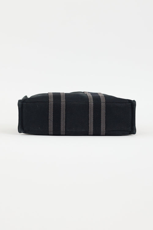 Hermès 2000s Black & Grey Toile Herline Fourre Tout PM Bag