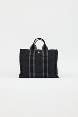 Hermès 2000s Black & Grey Toile Herline Fourre Tout PM Bag
