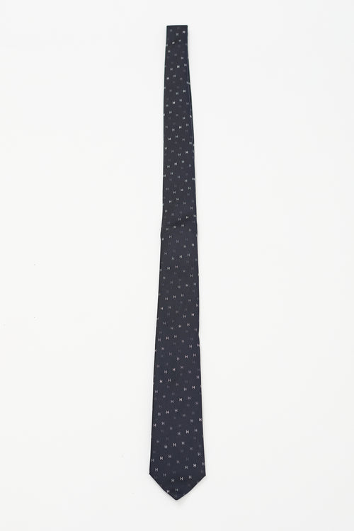 Hermès Navy & Multi Silk H Scintillant Tie