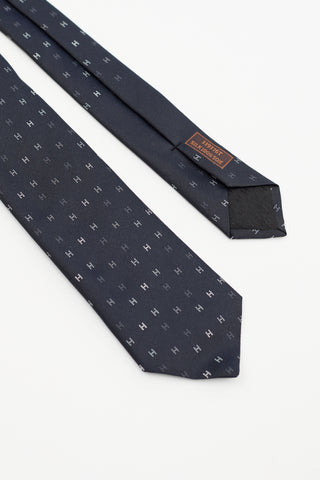 Hermès Navy & Multi Silk H Scintillant Tie