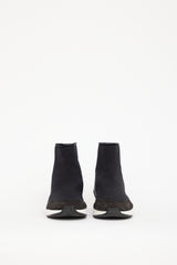 Hermès Black Knit & Leather Sock Sneaker