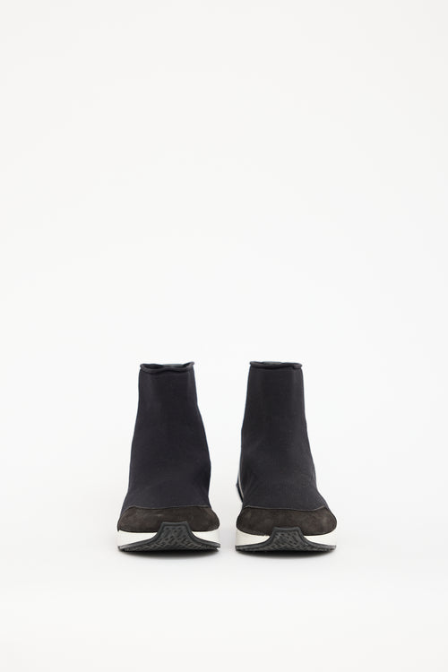 Hermès Black Knit & Leather Sock Sneaker