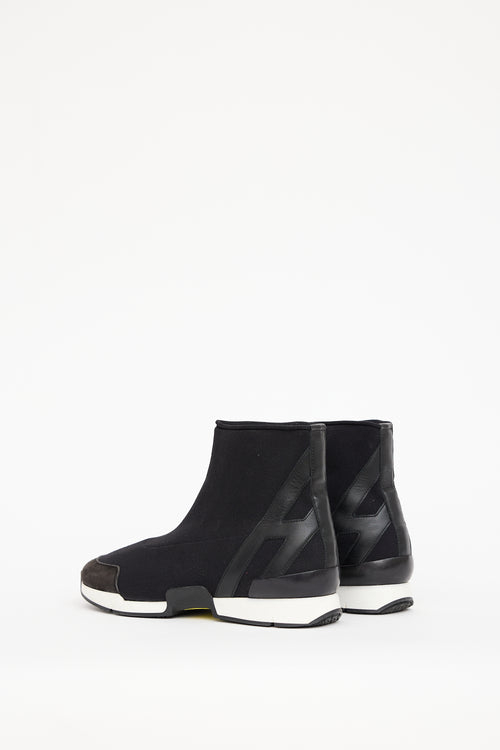 Hermès Black Knit & Leather Sock Sneaker