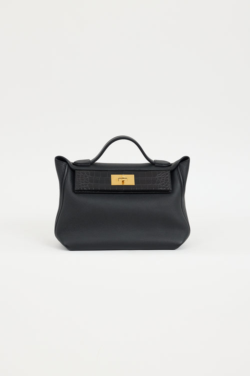 Hermès 2022 Noir Togo & Exotic Leather 24/24 Touch Bag