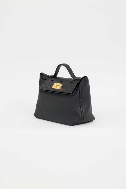 Hermès 2022 Noir Togo & Exotic Leather 24/24 Touch Bag