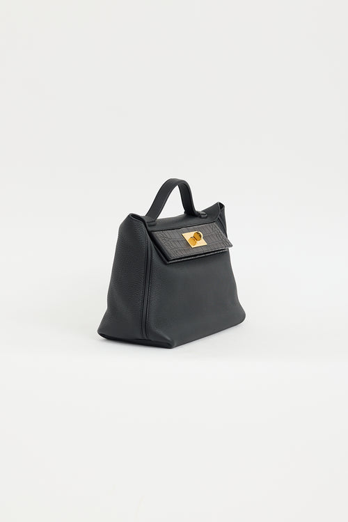 Hermès 2022 Noir Togo & Exotic Leather 24/24 Touch Bag