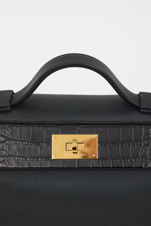 Hermès 2022 Noir Togo & Exotic Leather 24/24 Touch Bag