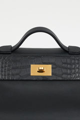 Hermès 2022 Noir Togo & Exotic Leather 24/24 Touch Bag