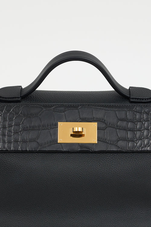 Hermès 2022 Noir Togo & Exotic Leather 24/24 Touch Bag