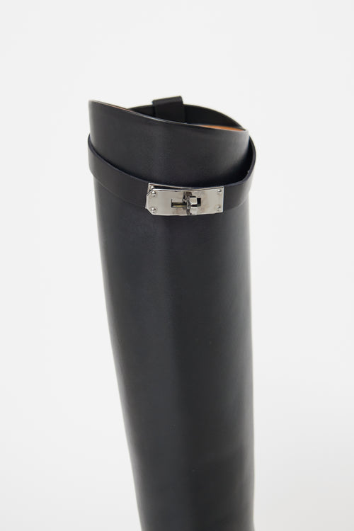 Hermès Black Leather Kelly Jumping Boots