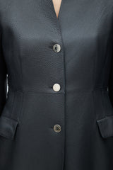 Hermès Black Leather Button Up Jacket