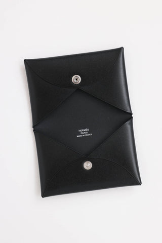 Hermès Box Leather Calvi Card Holder