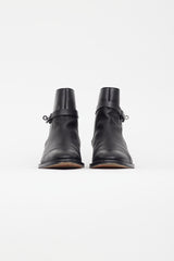 Hermès Black Leather Fortune Ankle Boot