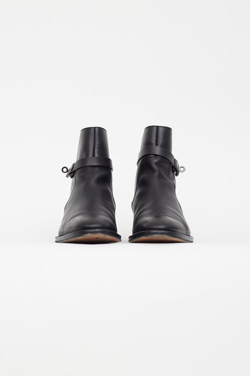 Hermès Black Leather Fortune Ankle Boot