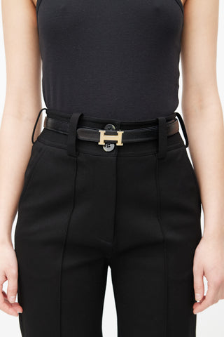 Hermès Black & Gold H Buckle Belt