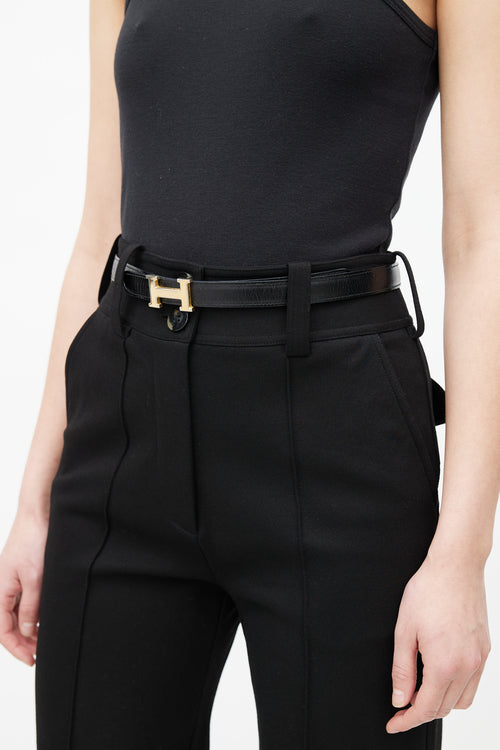 Hermès Black & Gold H Buckle Belt