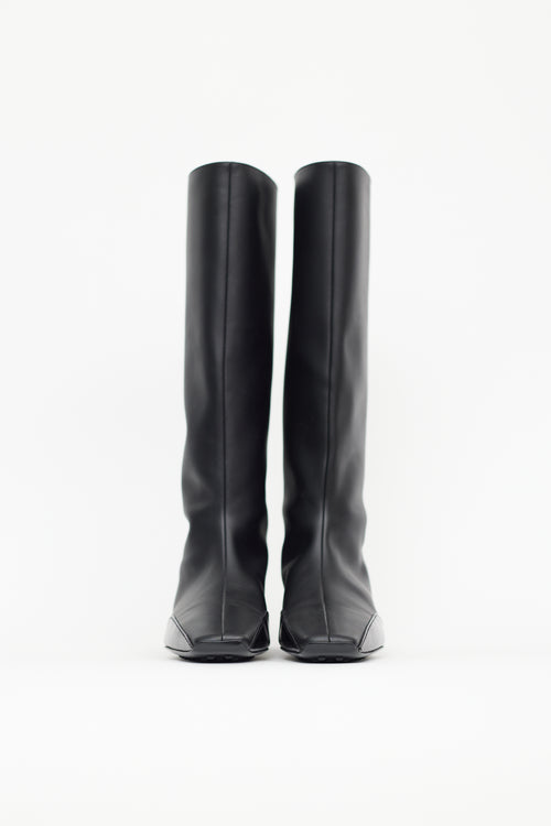 Hermès Black Leather Knee High Finale Boot