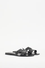 Hermès Black Leather Oran Sandal