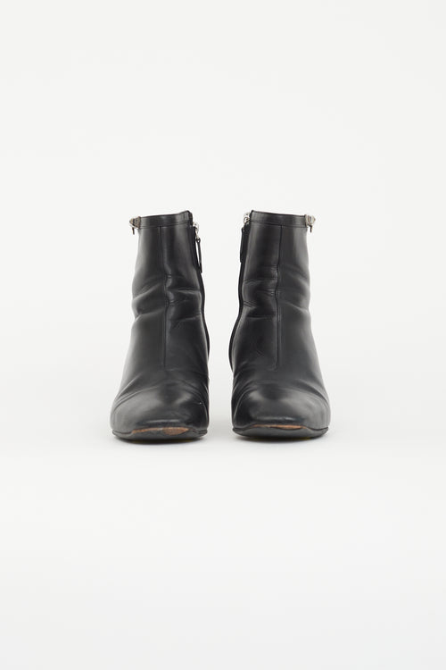 Hermès Black Leather Power Ankle Boot
