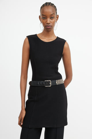 Hermès Black Leather & Silver Chain Belt