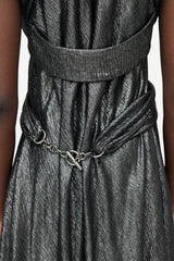 Hermès Black Metallic Criss Cross Halter Dress