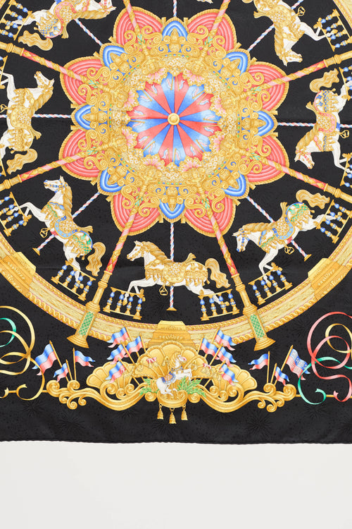 Hermès Luna Park Jacquard 90 Silk Scarf