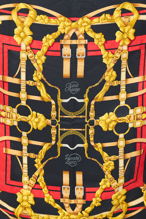 Hermès Black & Multi Silk Grand Manege 90 Scarf