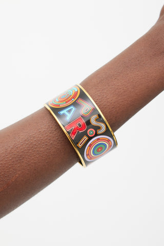 Hermès Black & Multicolour Enamel Tohu Bohu Print Bangle