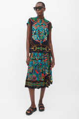 Hermès Black & Multicolour Silk Folklore Co-Ord Set