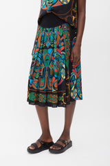 Hermès Black & Multicolour Silk Folklore Co-Ord Set