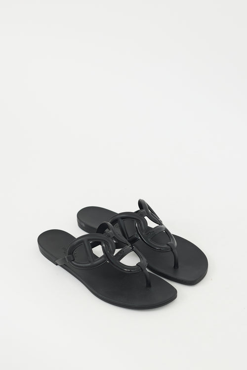 Hermès Black Rubber Egerie Sandal