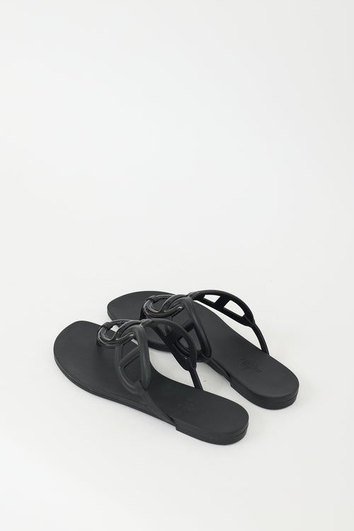 Hermès Black Rubber Egerie Sandal
