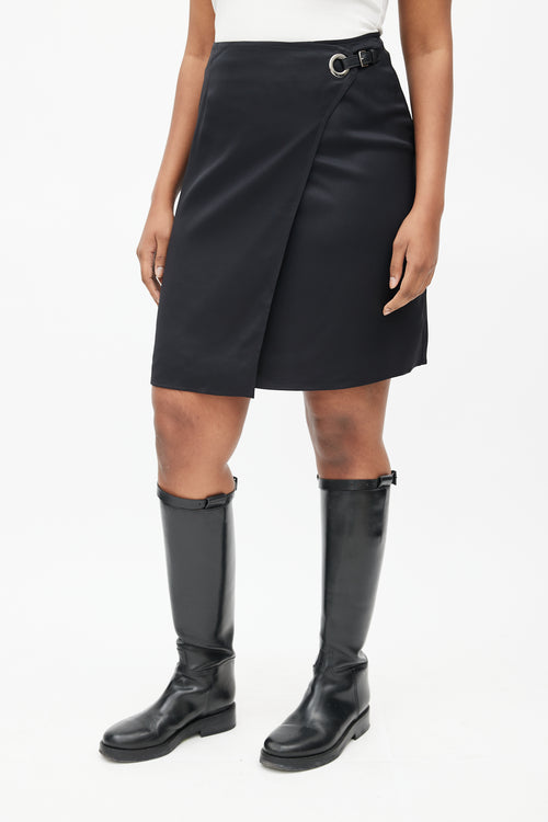 Hermès Black Silk Wrap Skirt