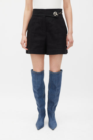Hermès Black & Silver Chaine D'Ancre Pleated Wide Leg Short