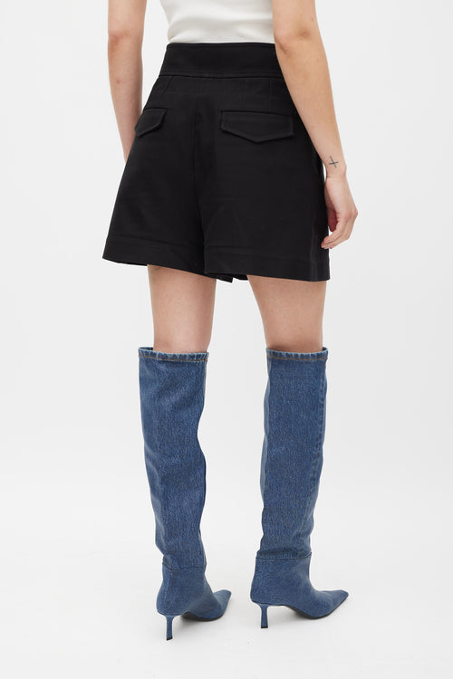 Hermès Black & Silver Chaine D'Ancre Pleated Wide Leg Short