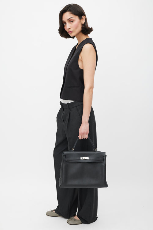 Hermès 2009 Noir Clémence Leather Kelly Retourne 35 Bag
